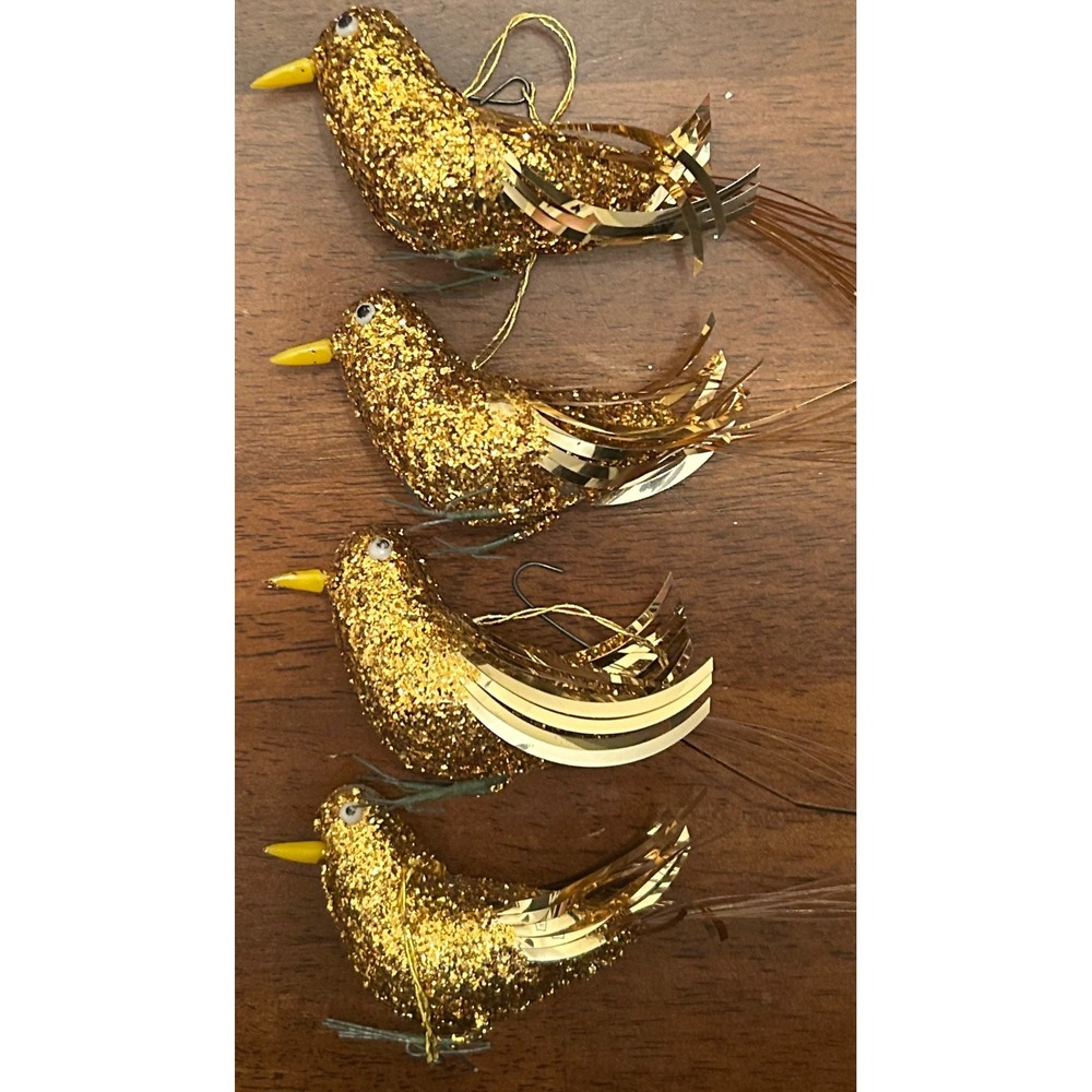 Vintage Christmas Bird Ornaments Metal‎ Feet